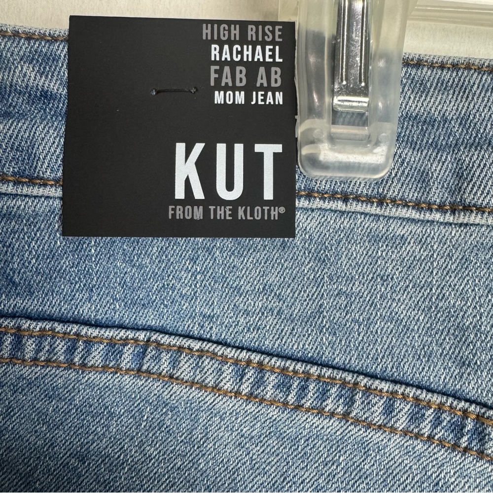 KUT from the Kloth Rachael Fab Ab Ripped High Waist Raw Hem Mom Jeans - Picture 7 of 9
